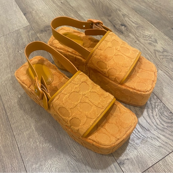 Coach | Shoes | Coach Noelle Sandal In Signature Terry Cloth Tangerine Size  65 | Poshmark
